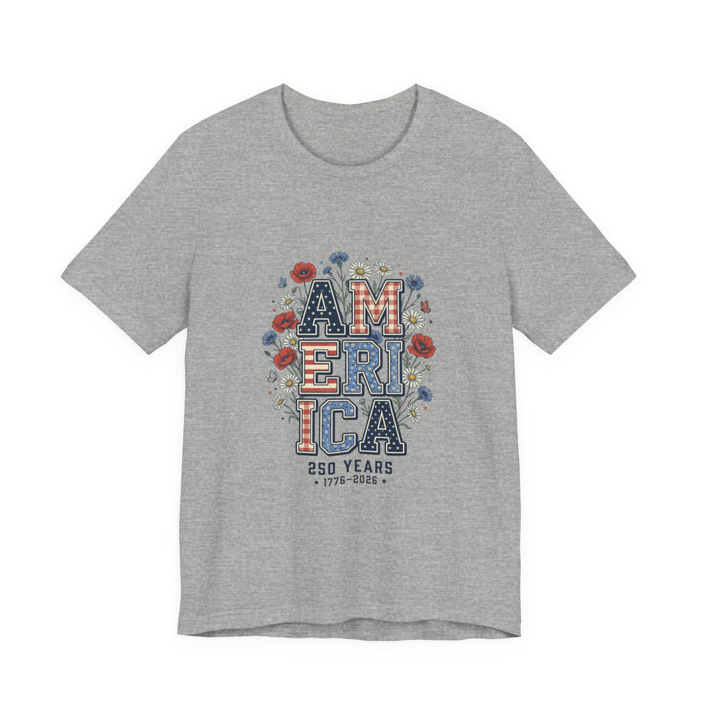 Vintage Americana 'America' Floral Graphic Tee | 4th of July Patriotic Shirt