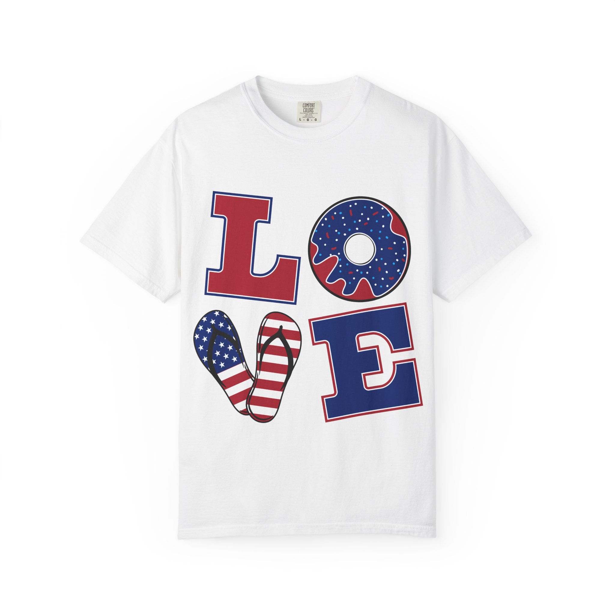 Patriotic "LOVE" T-Shirt — American Flag Donut & Popsicle 4th of July Tee