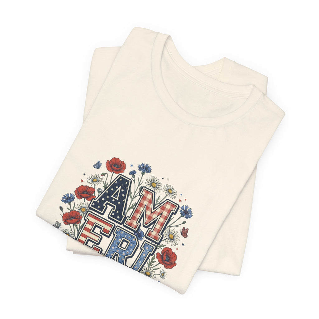 Vintage Americana 'America' Floral Graphic Tee | 4th of July Patriotic Shirt