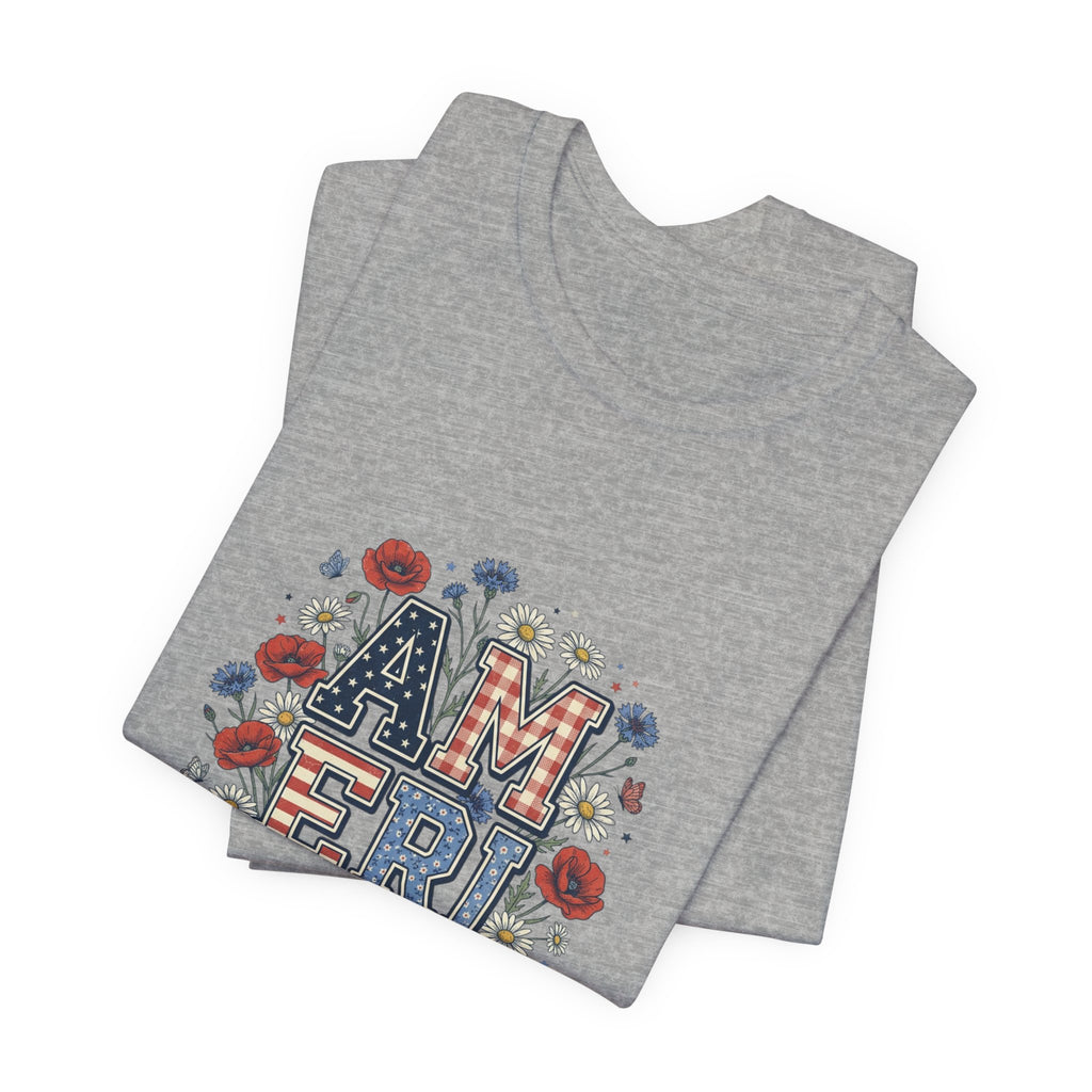Vintage Americana 'America' Floral Graphic Tee | 4th of July Patriotic Shirt