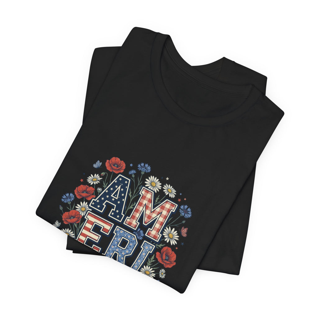 Vintage Americana 'America' Floral Graphic Tee | 4th of July Patriotic Shirt