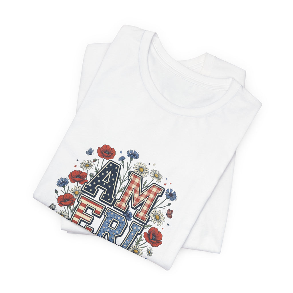 Vintage Americana 'America' Floral Graphic Tee | 4th of July Patriotic Shirt