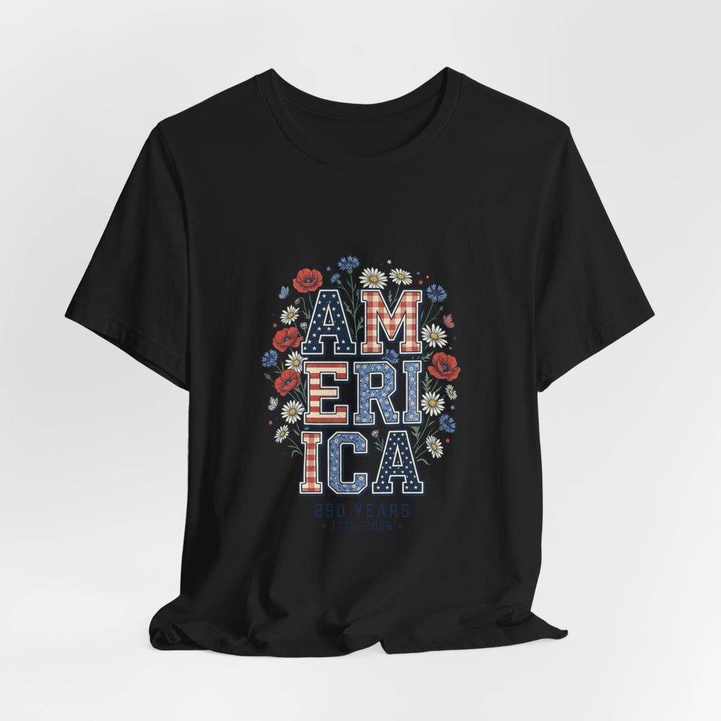 Vintage Americana 'America' Floral Graphic Tee | 4th of July Patriotic Shirt
