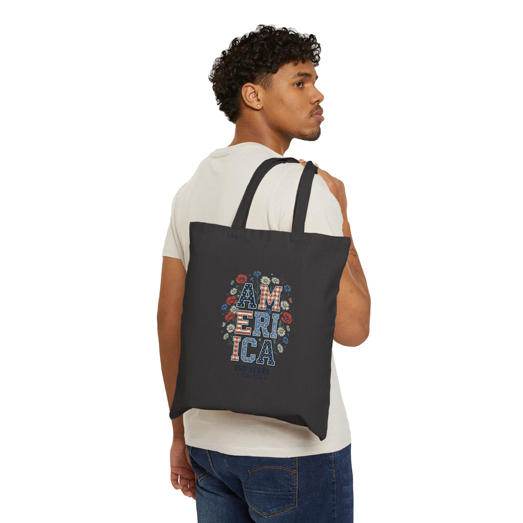 Vintage Americana America Floral Tote | 4th of July Patriotic Canvas