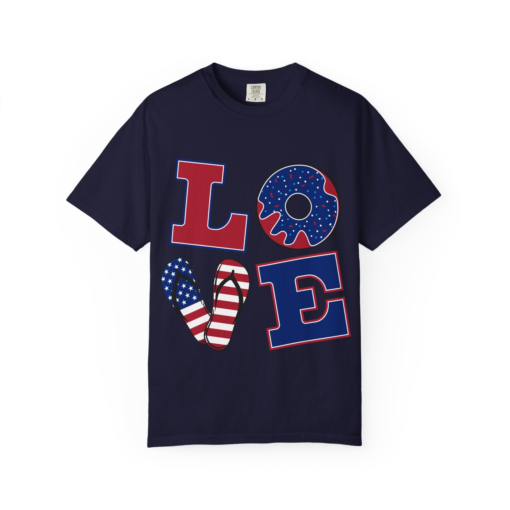 Patriotic "LOVE" T-Shirt — American Flag Donut & Popsicle 4th of July Tee
