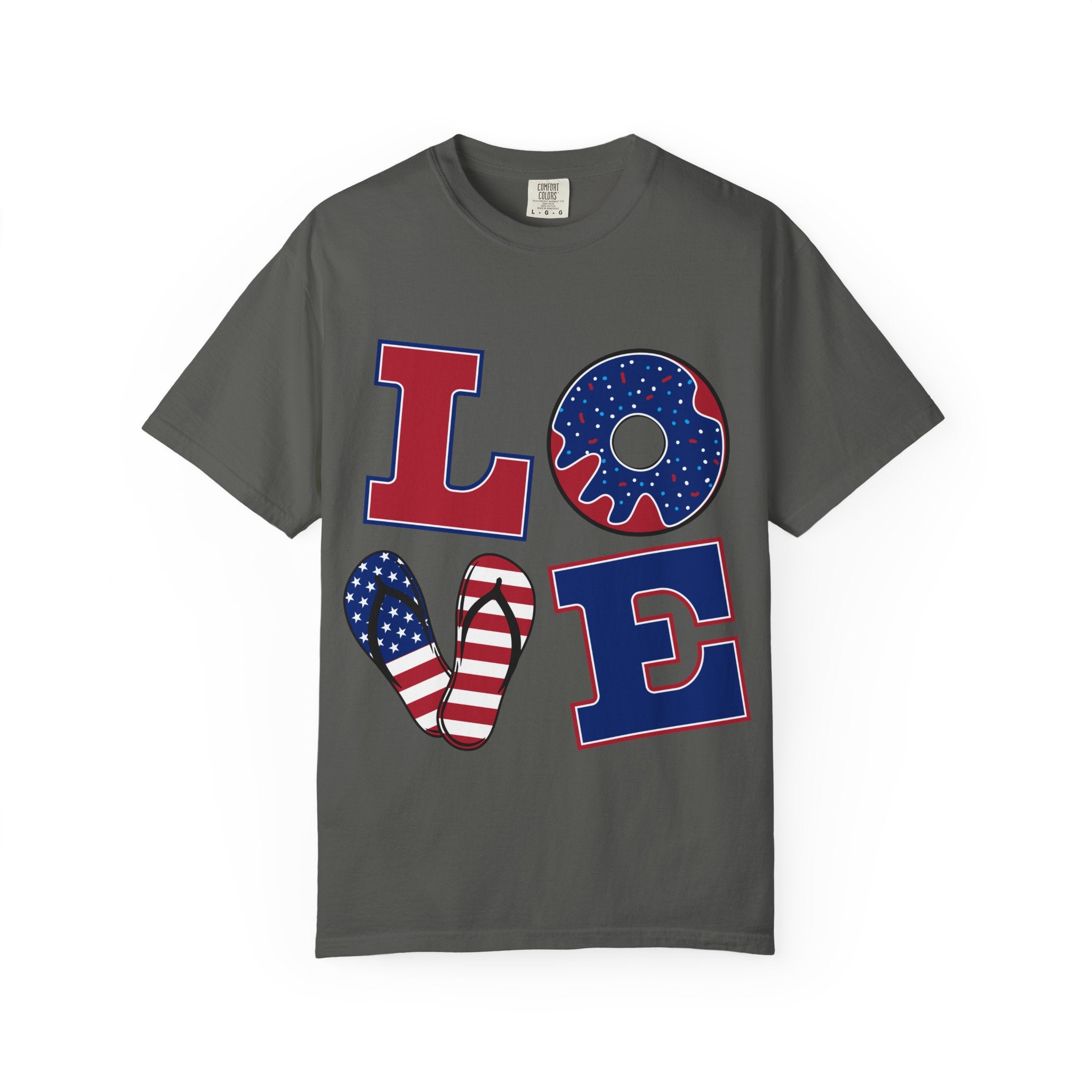 Patriotic "LOVE" T-Shirt — American Flag Donut & Popsicle 4th of July Tee