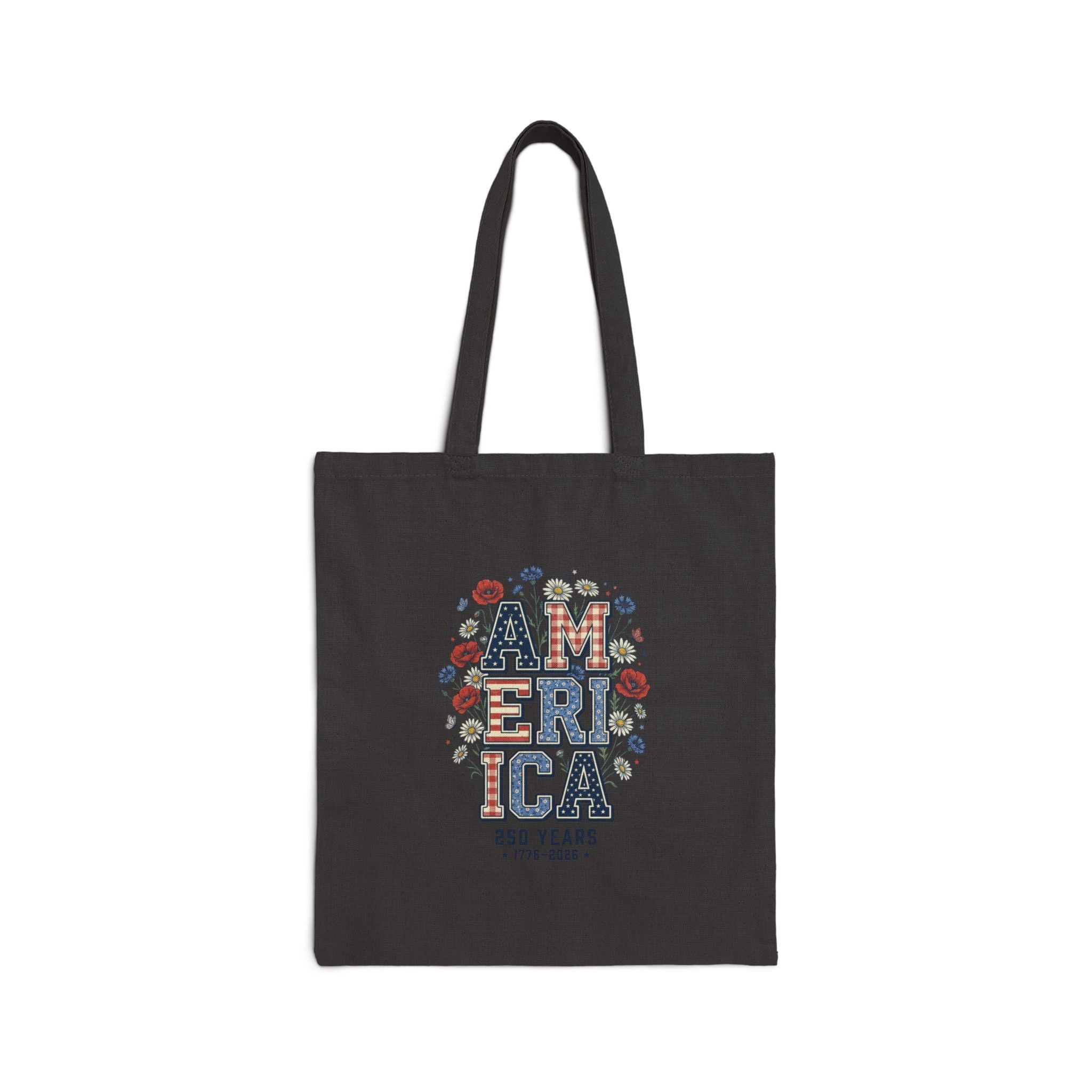 Vintage Americana America Floral Tote | 4th of July Patriotic Canvas